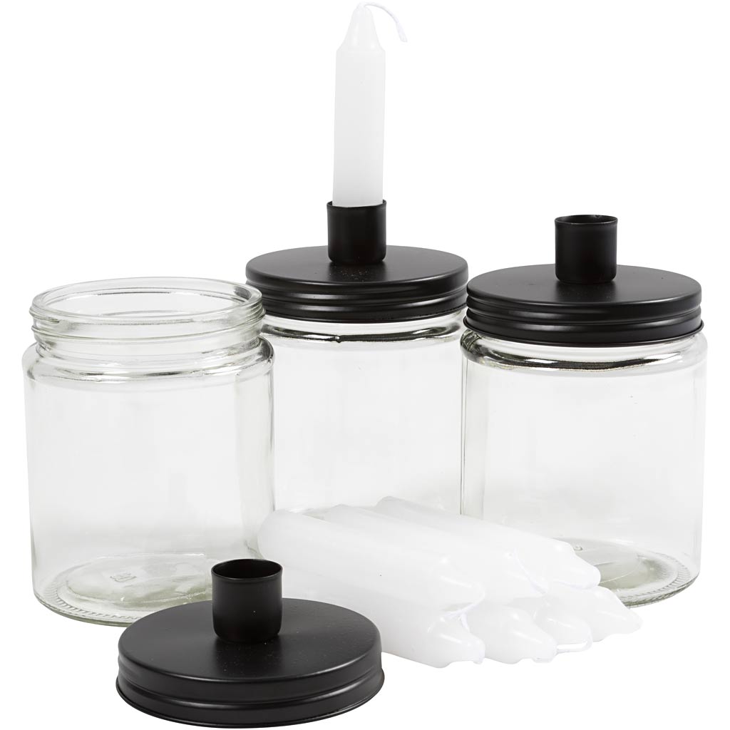 Glas med lysholder og lys