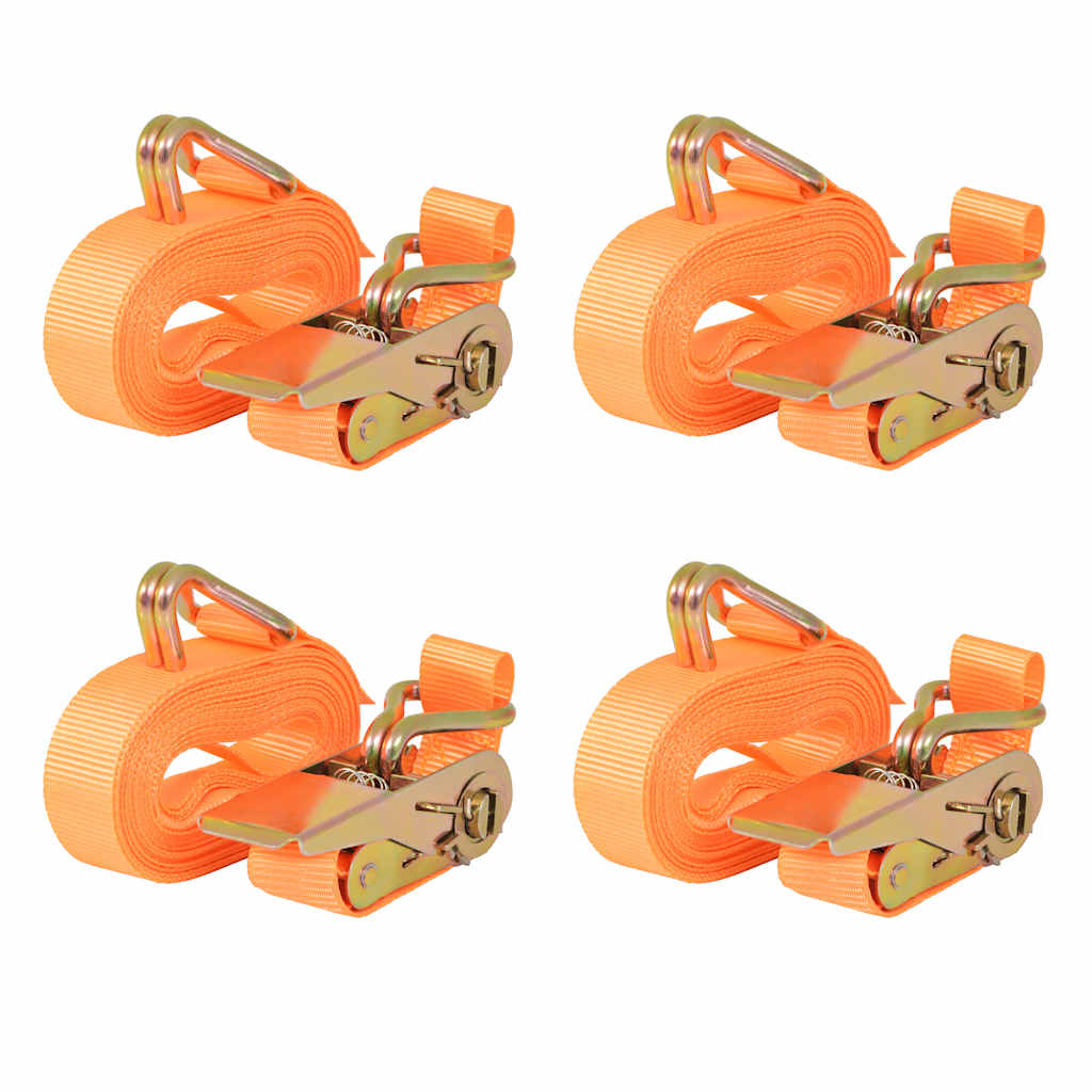 surringsbånd med skralde 4 stk. 0,4 ton 6 m x 25 mm orange