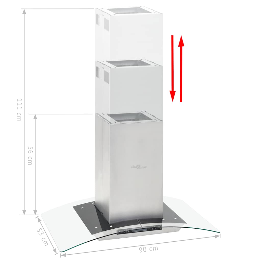 ø-emhætte 90 cm LCD-display touchsensor 756 m³/t. LED
