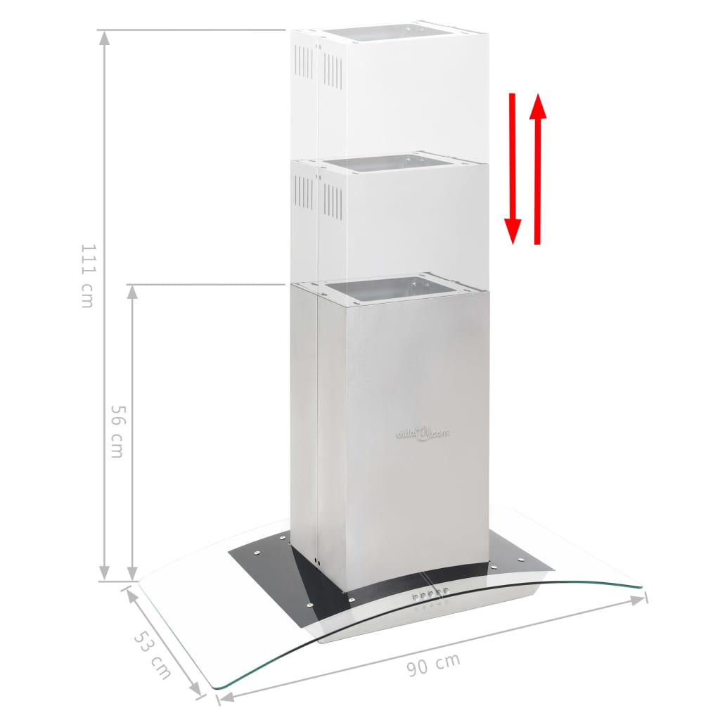 ø-emhætte 90 cm rustfrit stål 756 m³/t LED