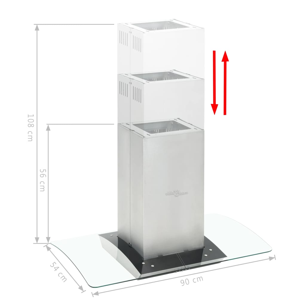 ø-emhætte 90 cm rustfrit stål 756 m³/t. LED