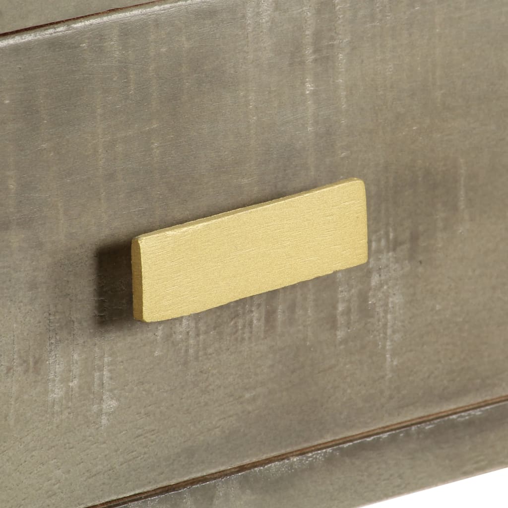 konsolbord massivt mangotræ med messing 110 x 35 x 76 cm grå