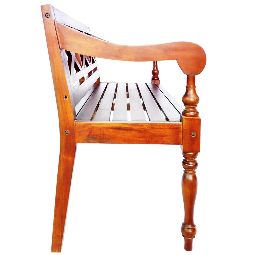 Batavia-bænk 136 cm massivt mahognitræ mørkebrun