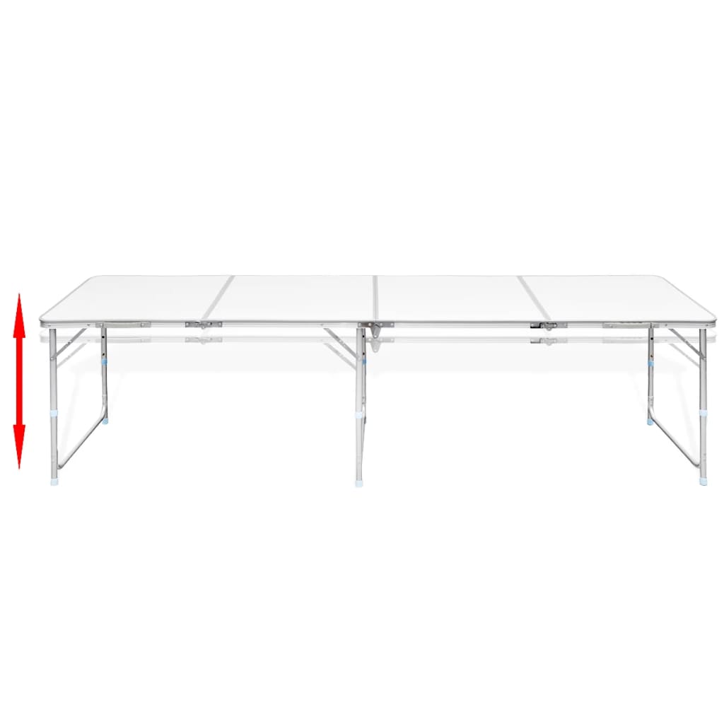 sammenklappeligt campingbord justérbart aluminium 240 x 60 cm