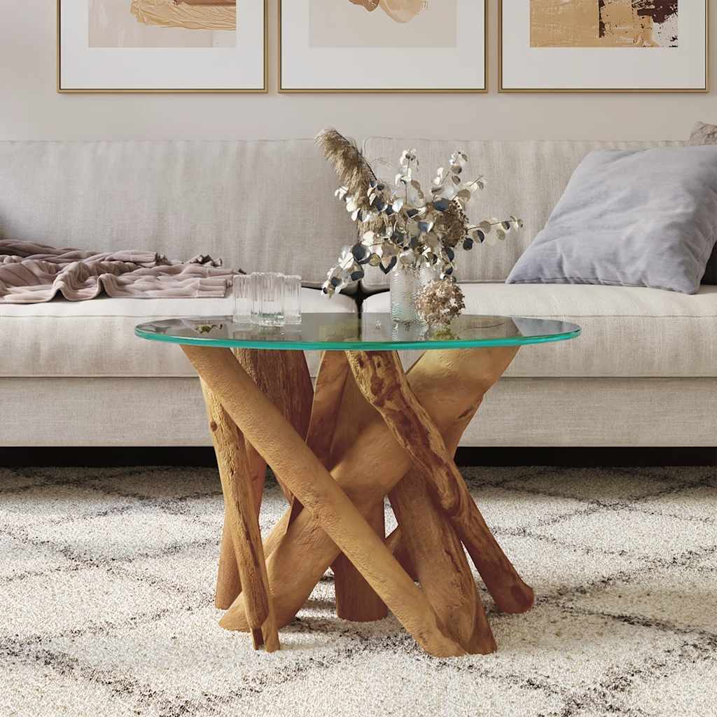 sofabord massivt teaktræ drivtømmer 60 cm