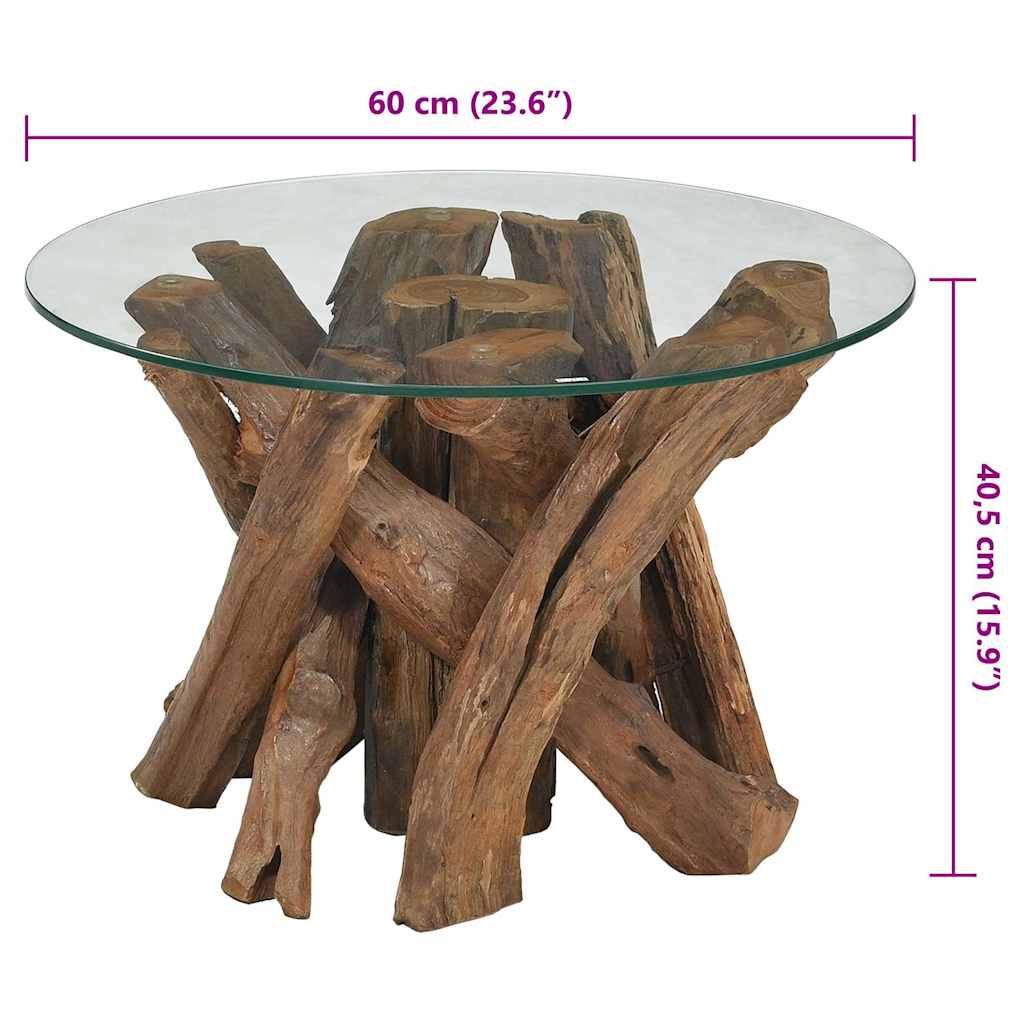 sofabord massivt teaktræ drivtømmer 60 cm