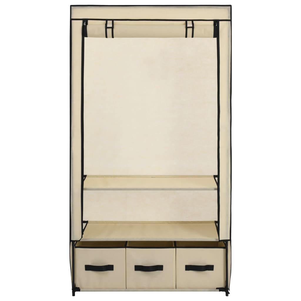 klædeskab 87 x 49 x 159 cm stof cremefarvet