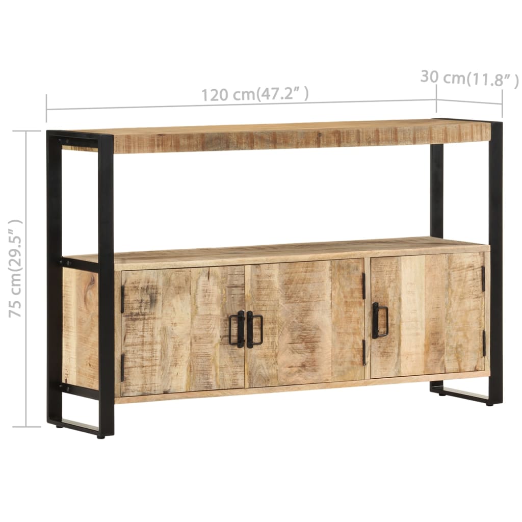 sideskab 120 x 30 x 75 cm massivt mangotræ