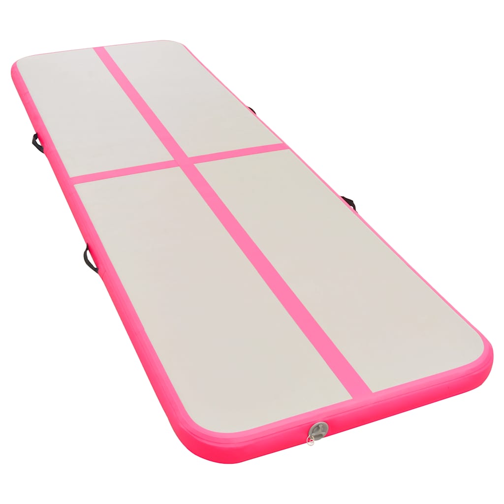 oppustelig gymnastikmåtte med pumpe 300 x 100 x 10 cm PVC Pink