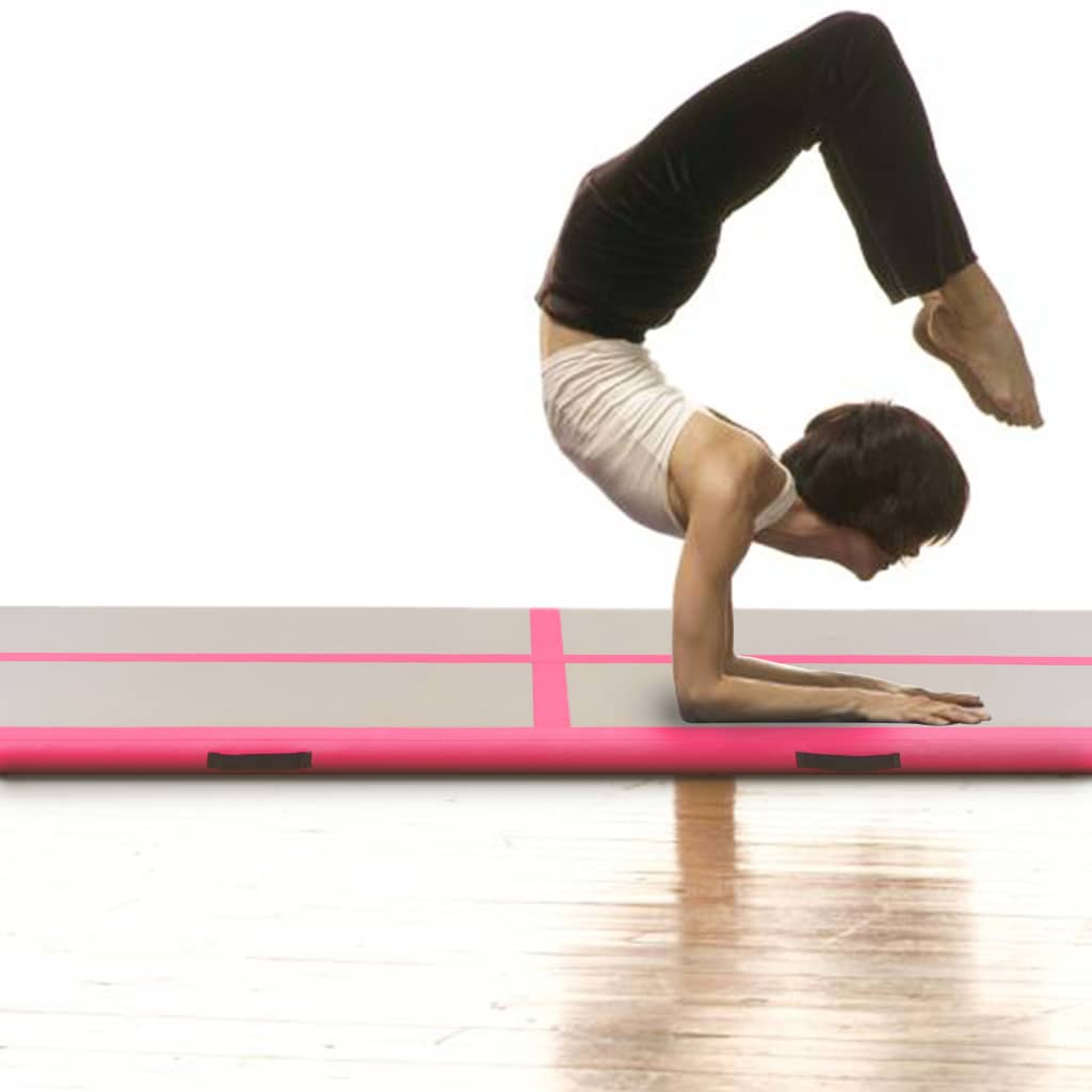 oppustelig gymnastikmåtte med pumpe 300 x 100 x 10 cm PVC Pink