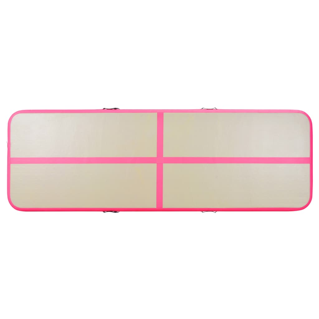 oppustelig gymnastikmåtte med pumpe 300 x 100 x 10 cm PVC Pink