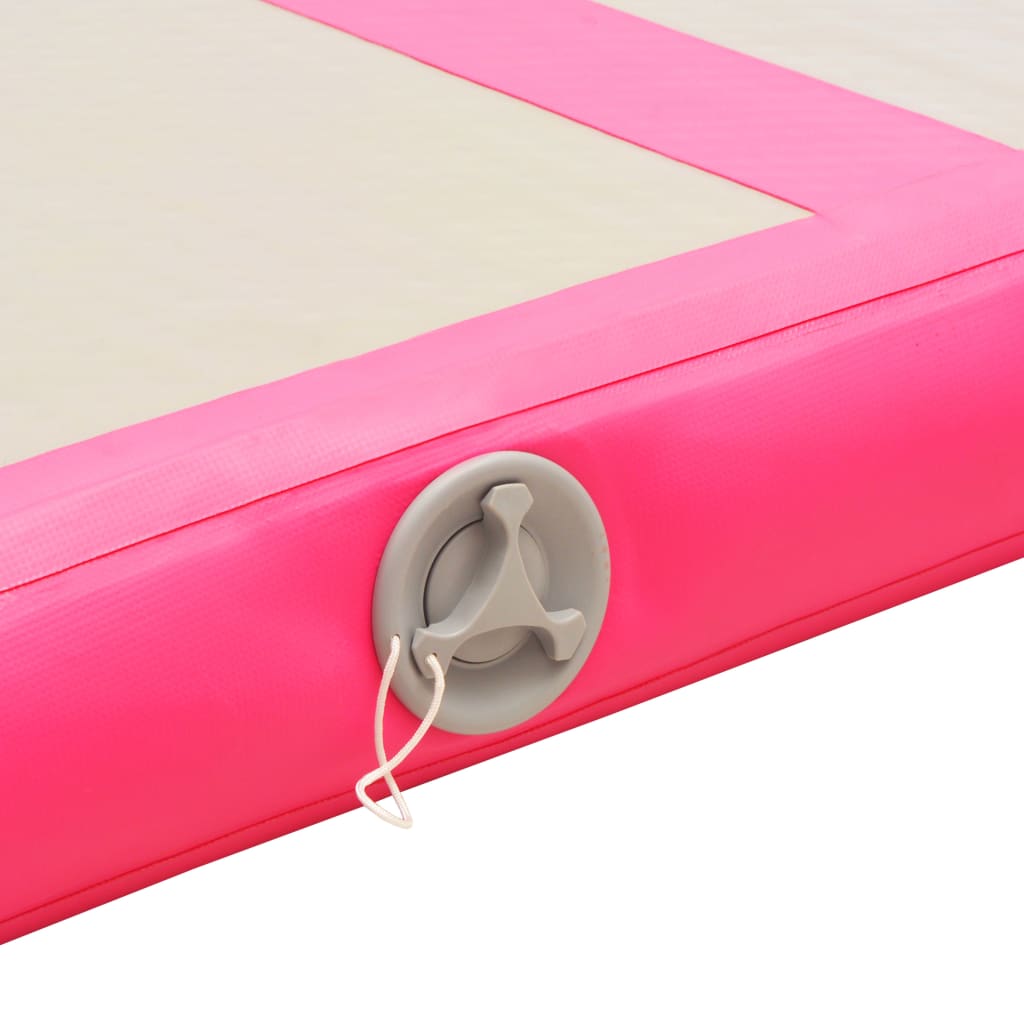 oppustelig gymnastikmåtte med pumpe 300 x 100 x 10 cm PVC Pink