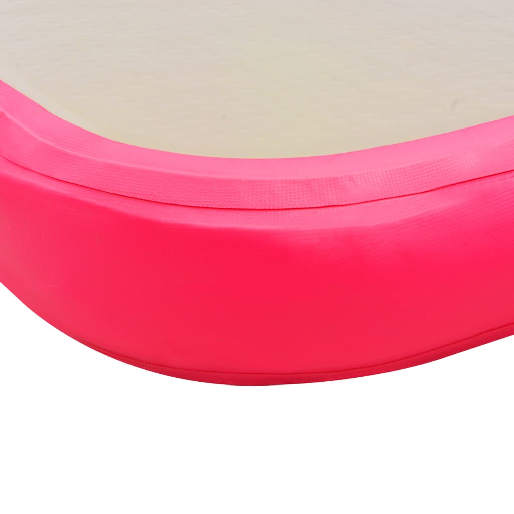 oppustelig gymnastikmåtte med pumpe 300 x 100 x 10 cm PVC Pink
