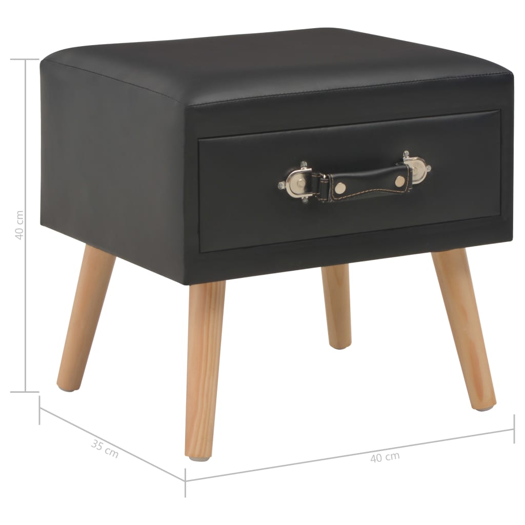 sengeskabe 2 stk. 40 x 35 x 40 cm kunstlæder sort