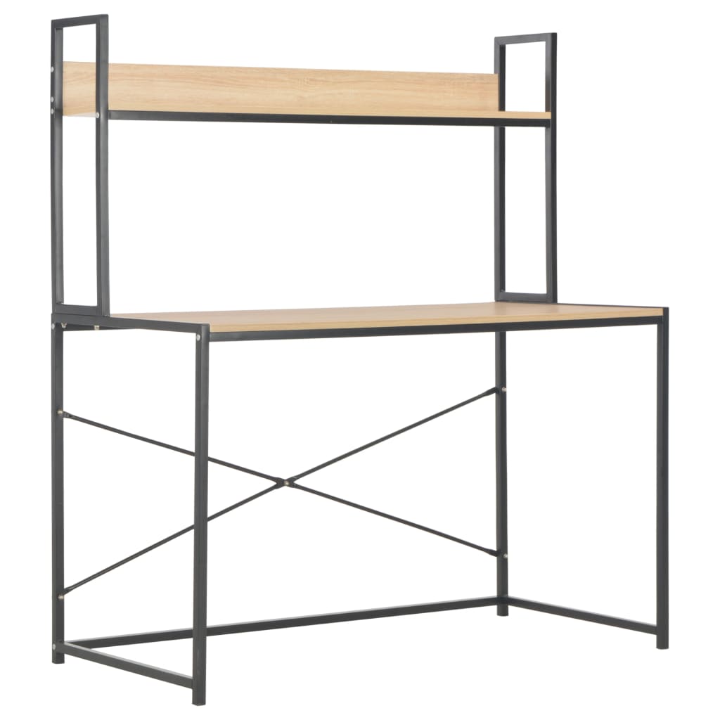 Computertisch 120 x 60 x 138 cm in Schwarz und Eichenfarbe