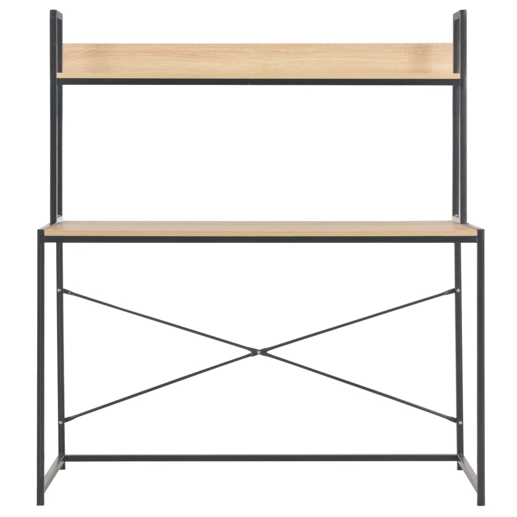 Computertisch 120 x 60 x 138 cm in Schwarz und Eichenfarbe