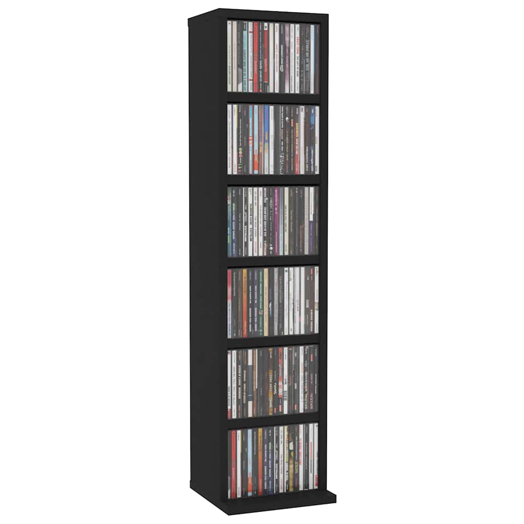 cd-reol 21x20x88 cm konstrueret træ sort