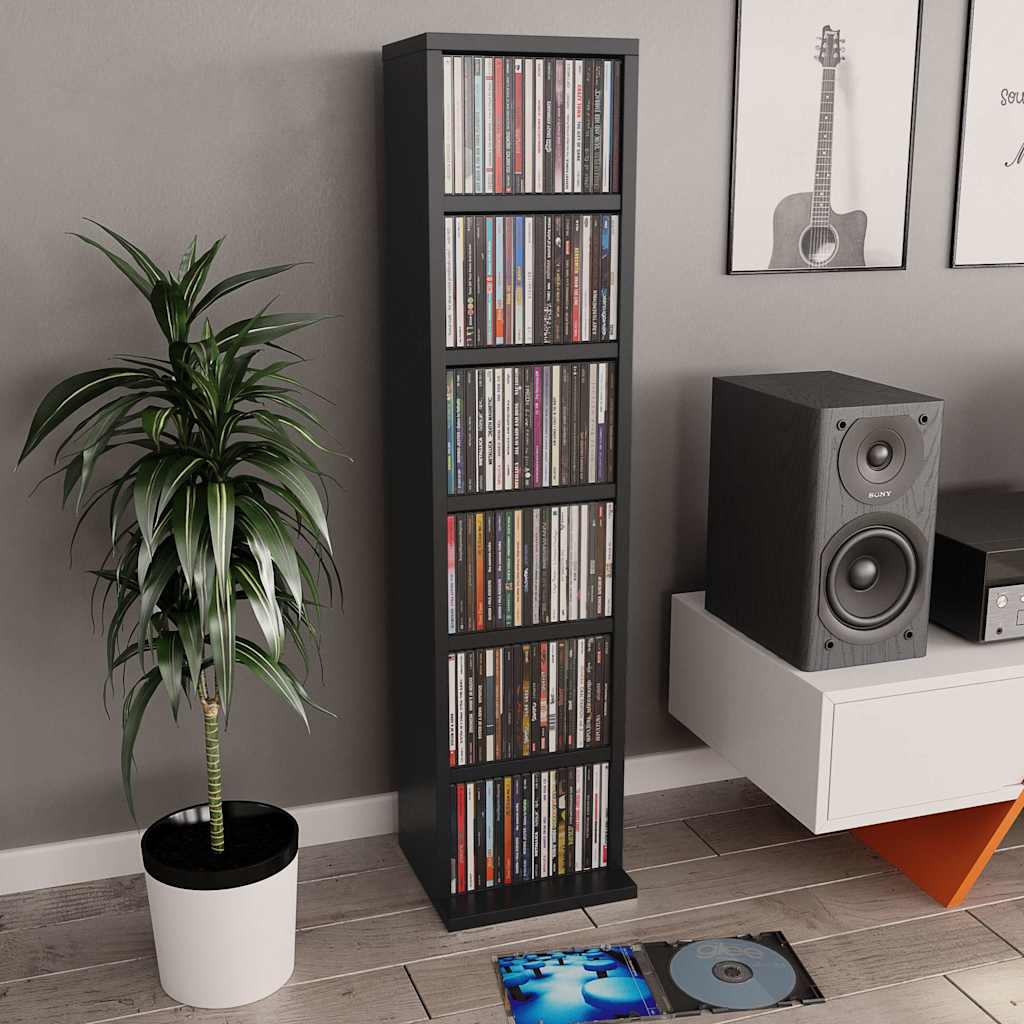 cd-reol 21x20x88 cm konstrueret træ sort