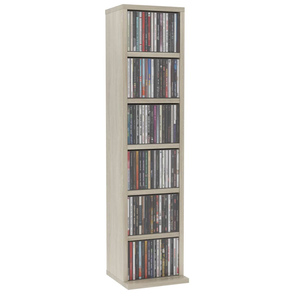 cd-reol 21x20x88 cm konstrueret træ sonoma-egetræsfarvet