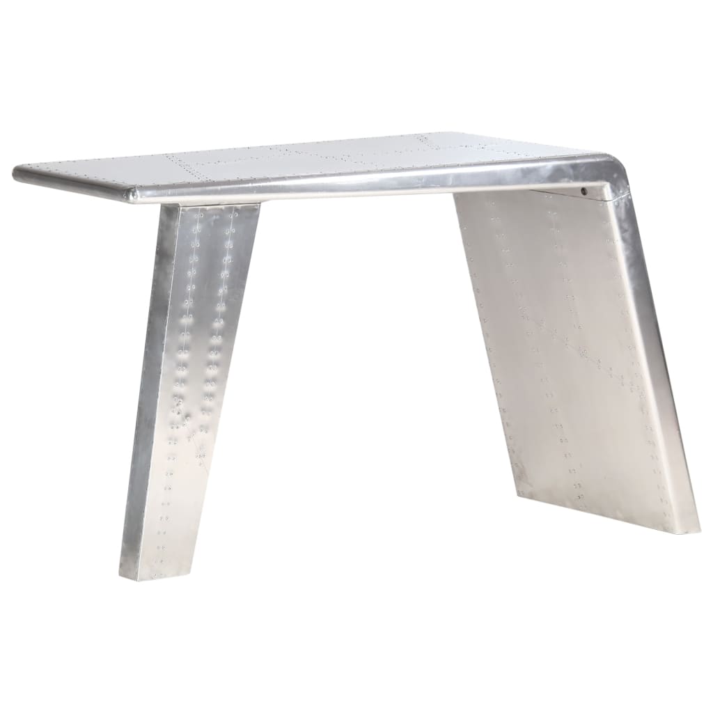 aviator-skrivebord 112 x 50 x 76 cm metal sølvfarvet