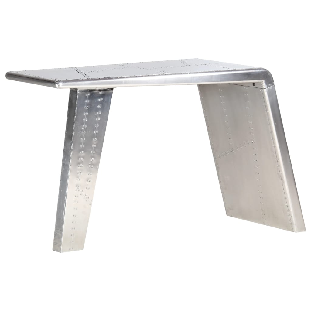 aviator-skrivebord 112 x 50 x 76 cm metal sølvfarvet