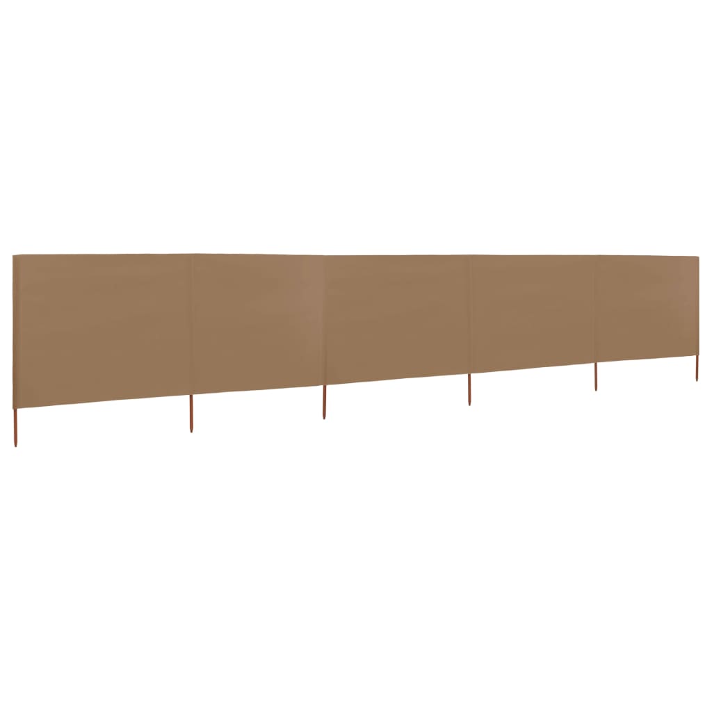 5-panels læsejl 600x160 cm stof gråbrun