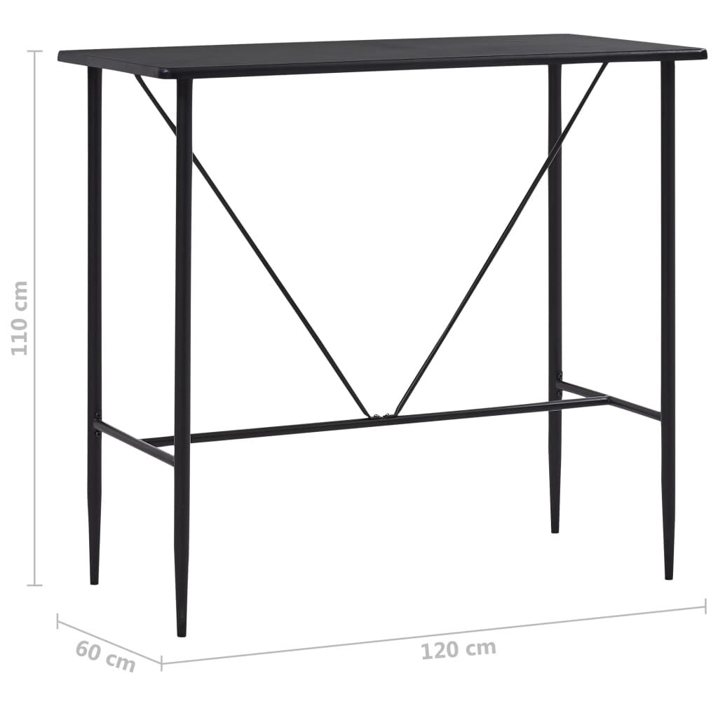 barbord 120 x 60 x 110 cm MDF sort