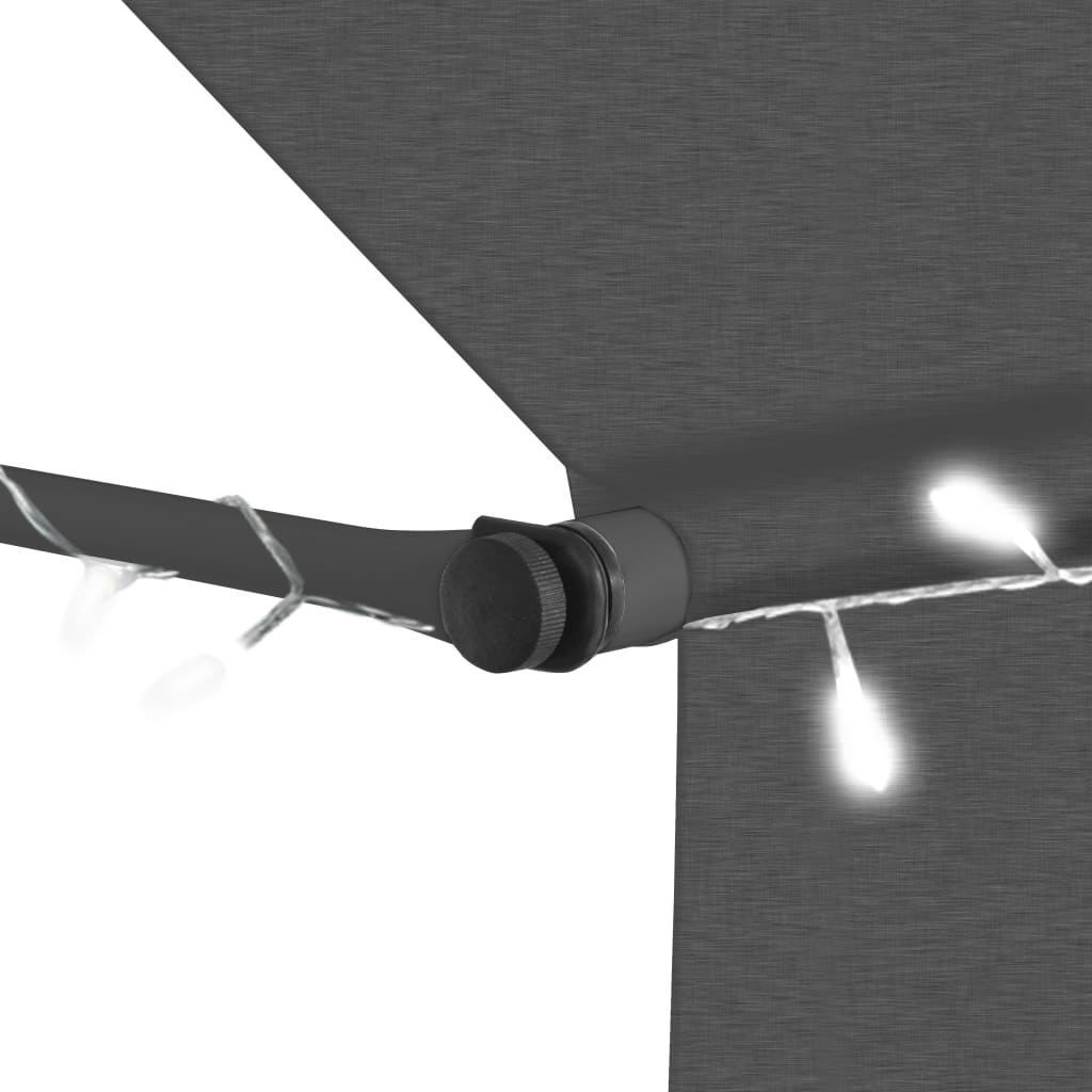 markise m. LED-lys manuel betjening 100 cm antracitgrå