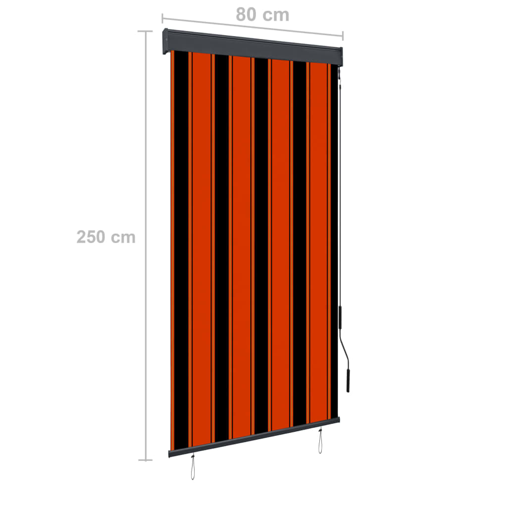 udendørs rullegardin 80x250 cm orange og brun