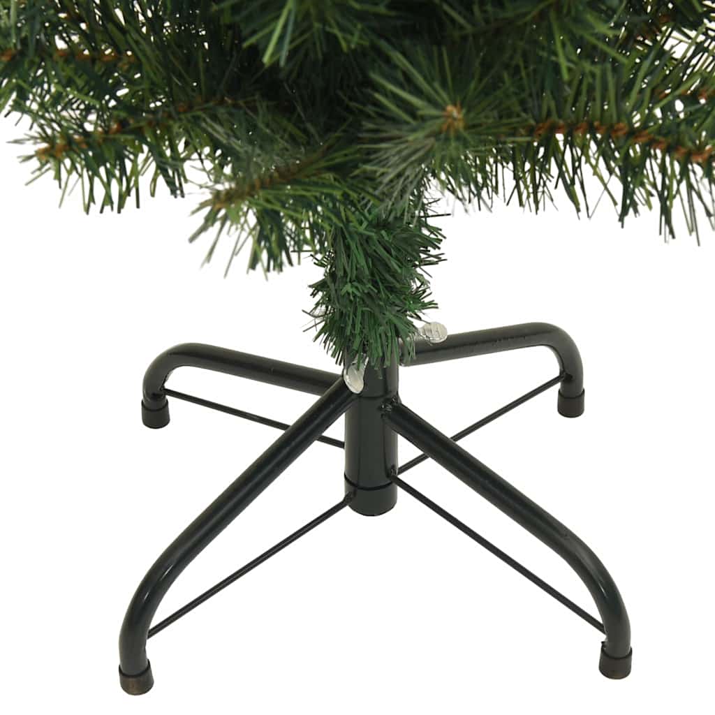 smalt kunstigt juletræ med juletræsfod 210 cm PVC grøn