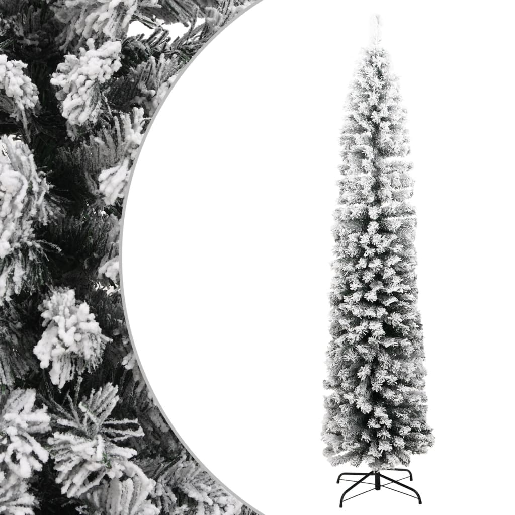 smalt kunstigt juletræ med sne 240 cm PVC grøn