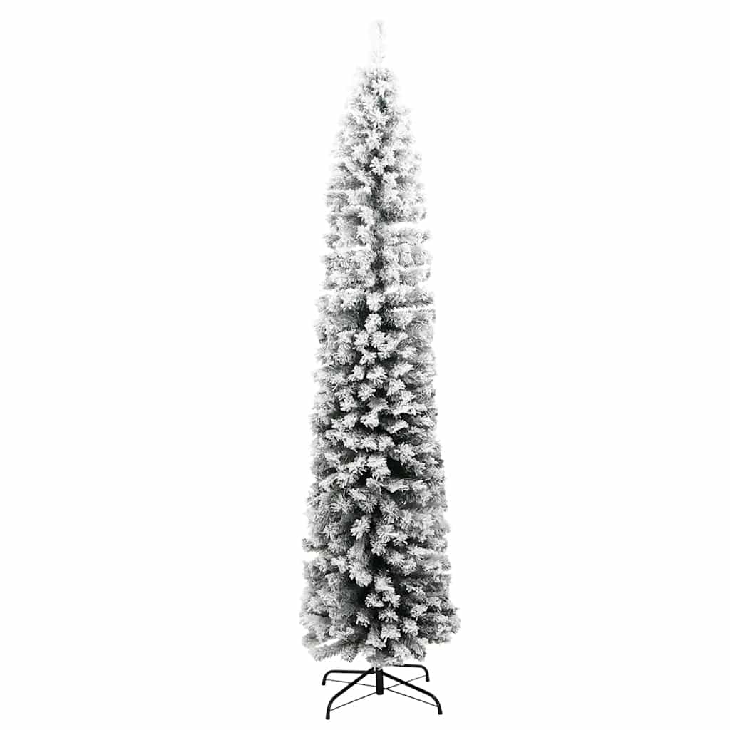 smalt kunstigt juletræ med sne 240 cm PVC grøn