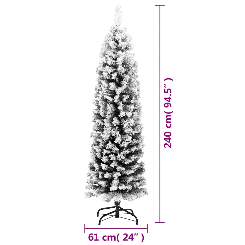 smalt kunstigt juletræ med sne 240 cm PVC grøn
