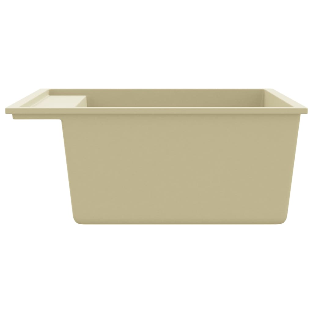 køkkenvask med overløbshul granit beige
