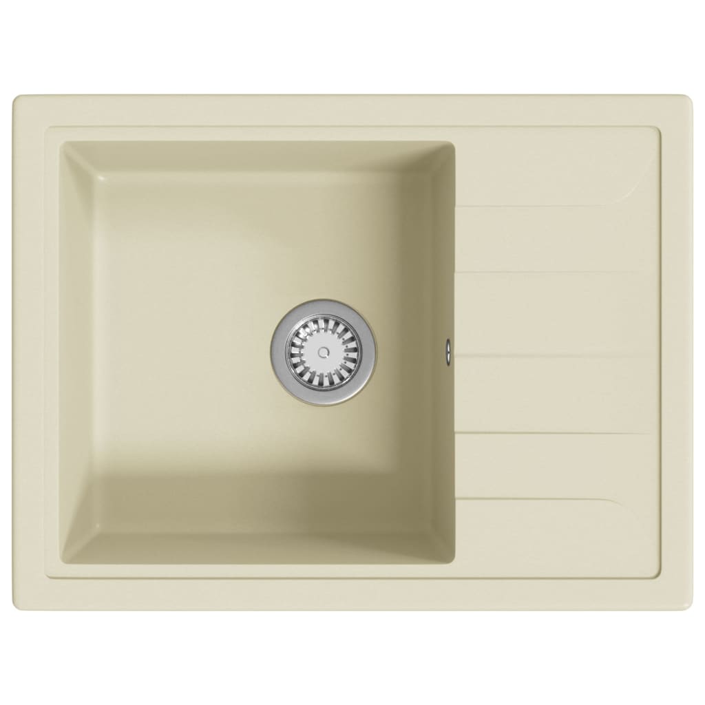køkkenvask med overløbshul oval granit beige