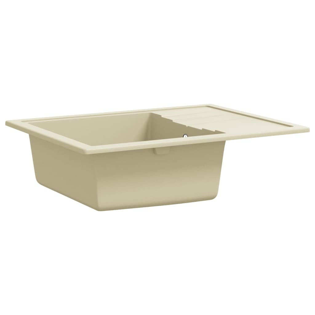 køkkenvask med overløbshul oval granit beige
