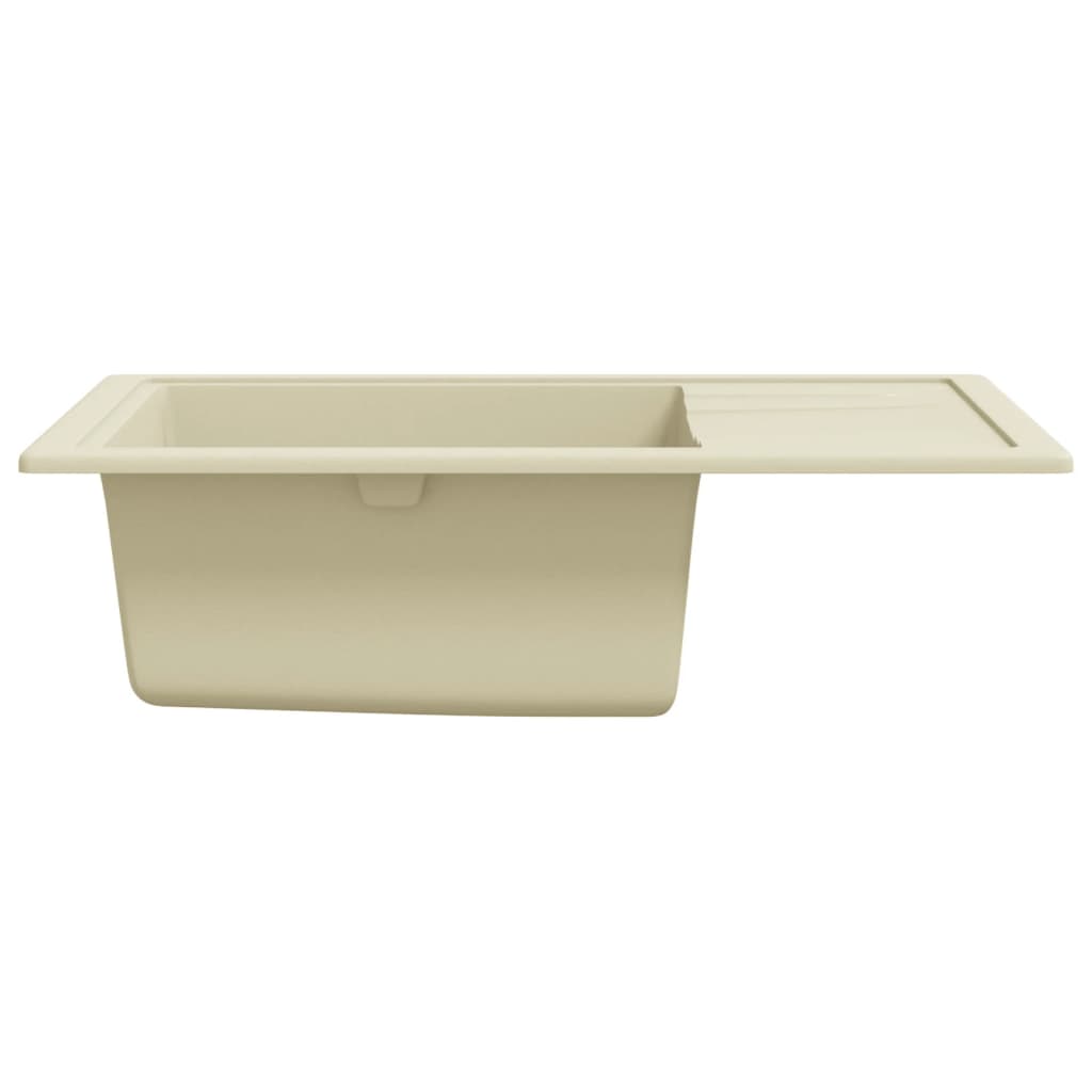 køkkenvask med overløbshul oval granit beige