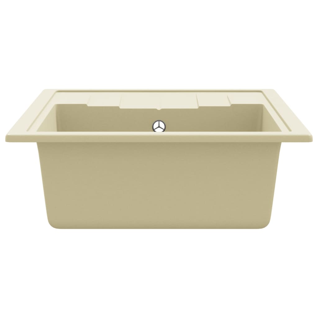 køkkenvask med overløbshul oval granit beige