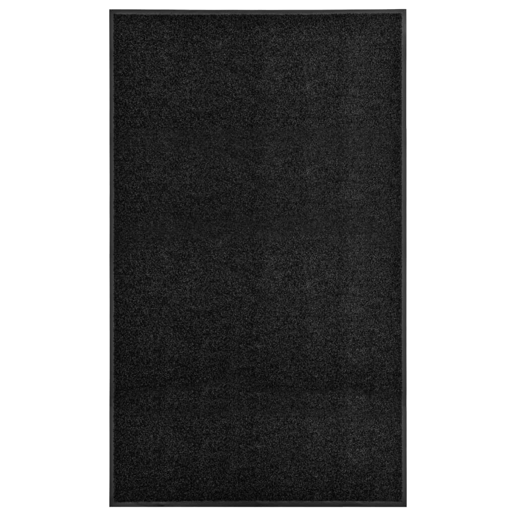 vaskbar dørmåtte 90x150 cm sort