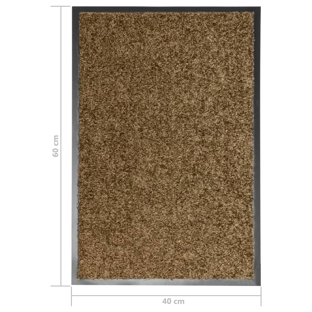vaskbar dørmåtte 40x60 cm brun