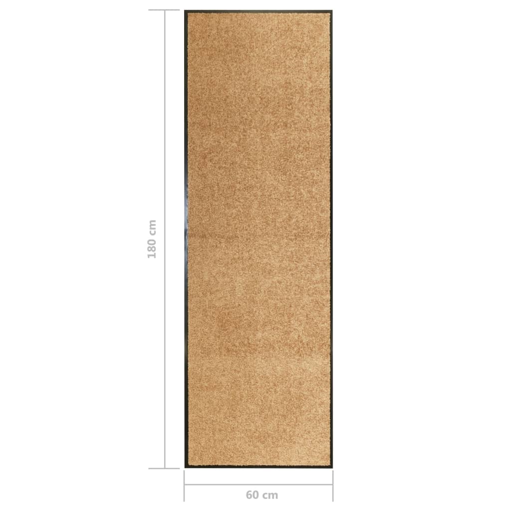 vaskbar dørmåtte 60x180 cm cremefarvet