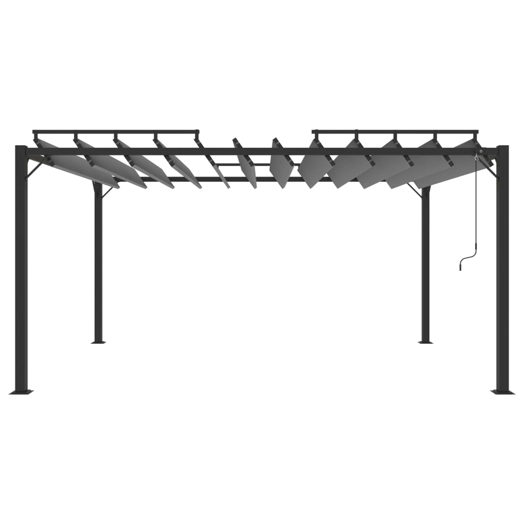 pavillon med lameltag 3x4 m aluminium og stof antracitgrå