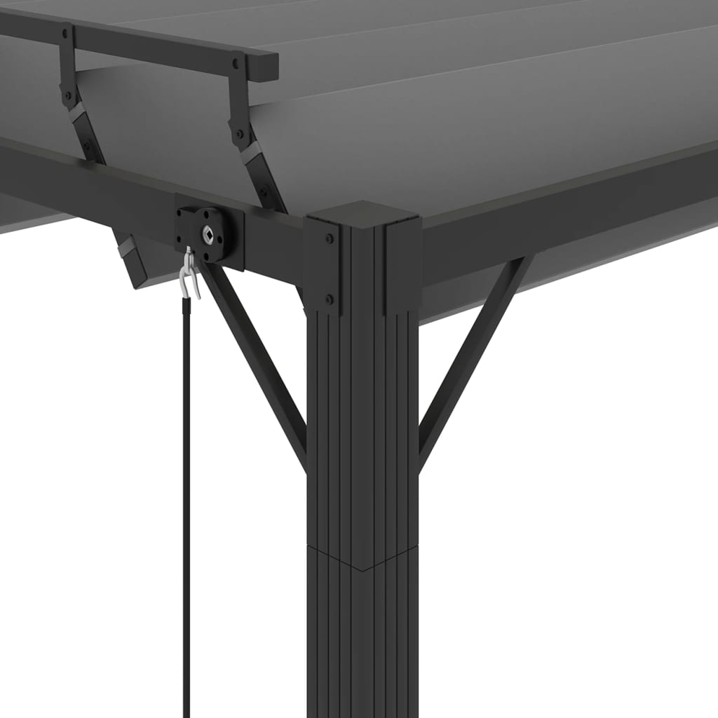 pavillon med lameltag 3x4 m aluminium og stof antracitgrå