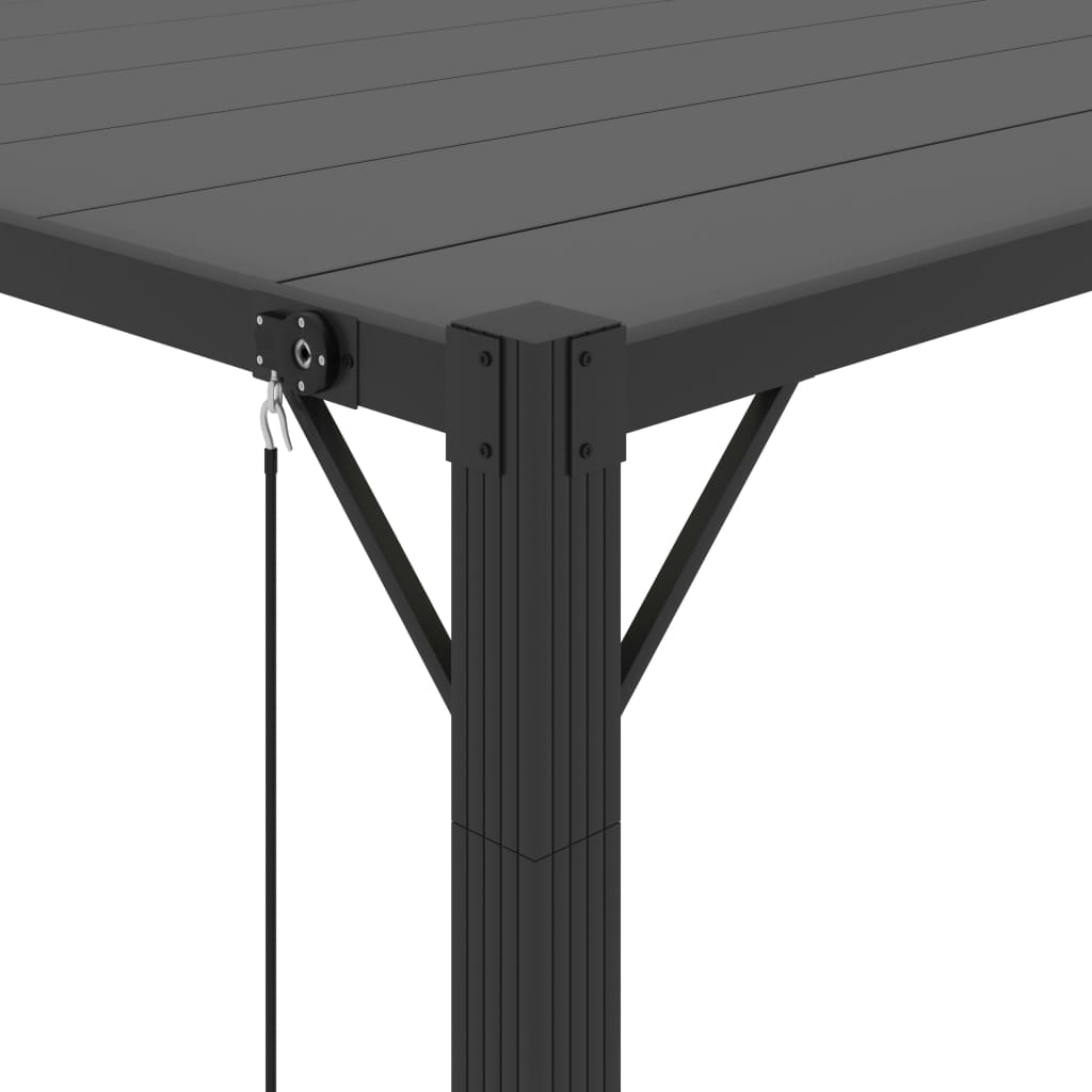 pavillon med lameltag 3x4 m aluminium og stof antracitgrå