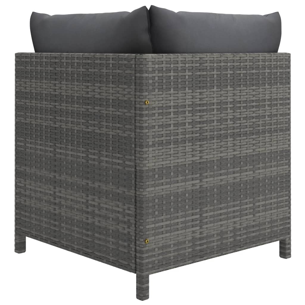 loungesæt til haven 3 dele med hynder polyrattan grå