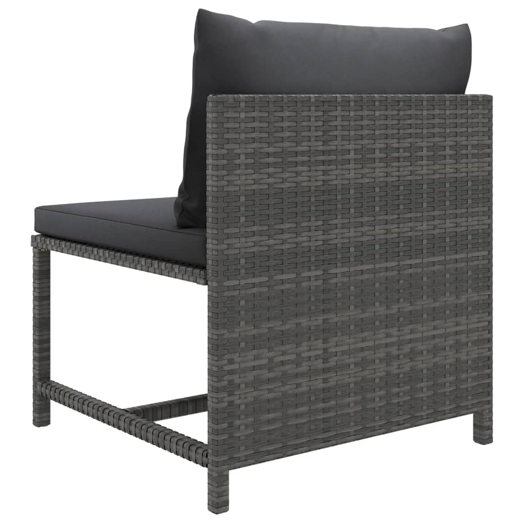 loungesæt til haven 3 dele med hynder polyrattan grå
