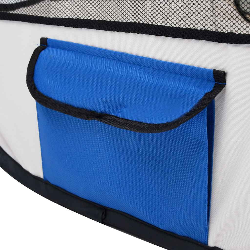 foldbar hundegård med bæretaske 145x145x61 cm blå