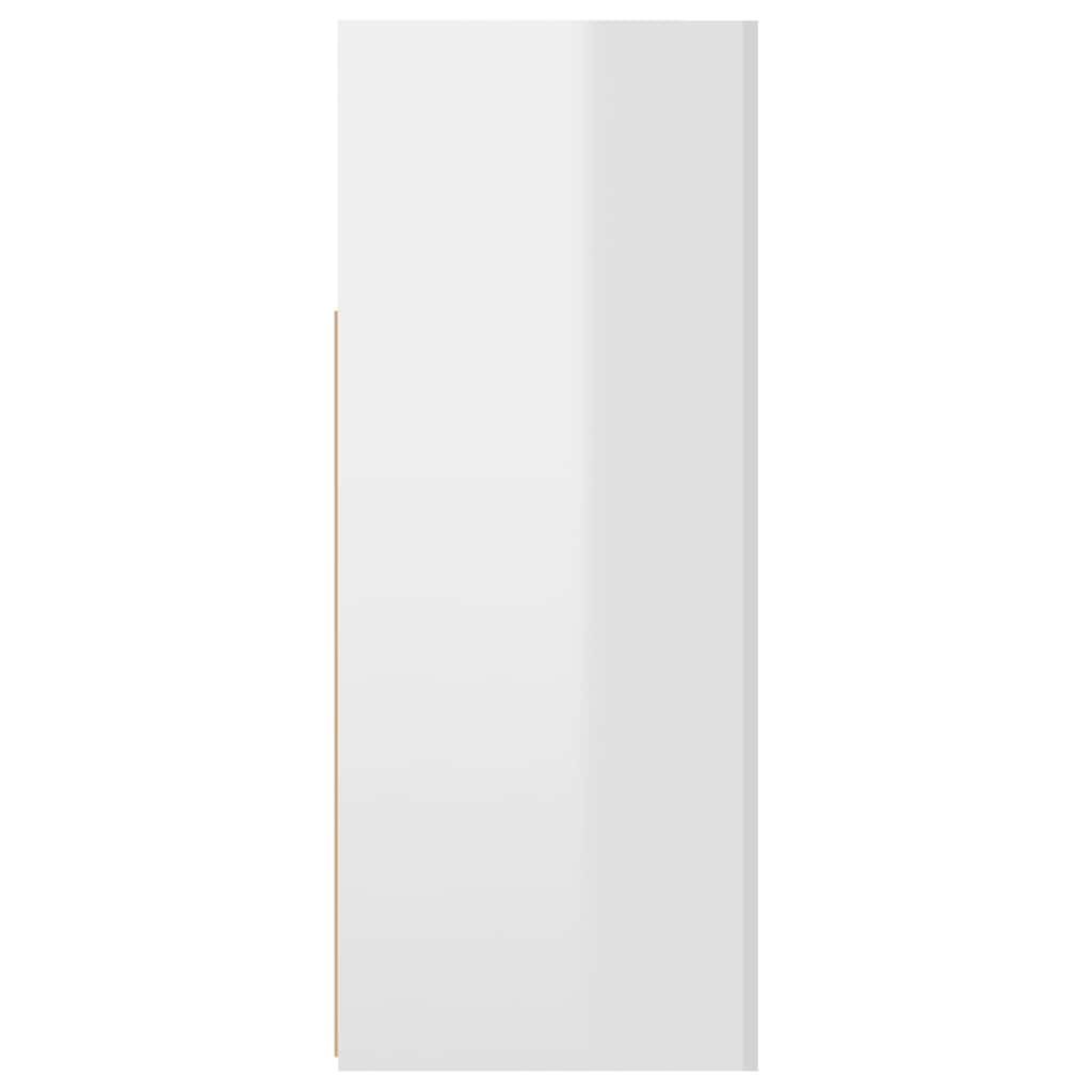 skænk med LED-lys 115,5x30x75 cm hvid højglans