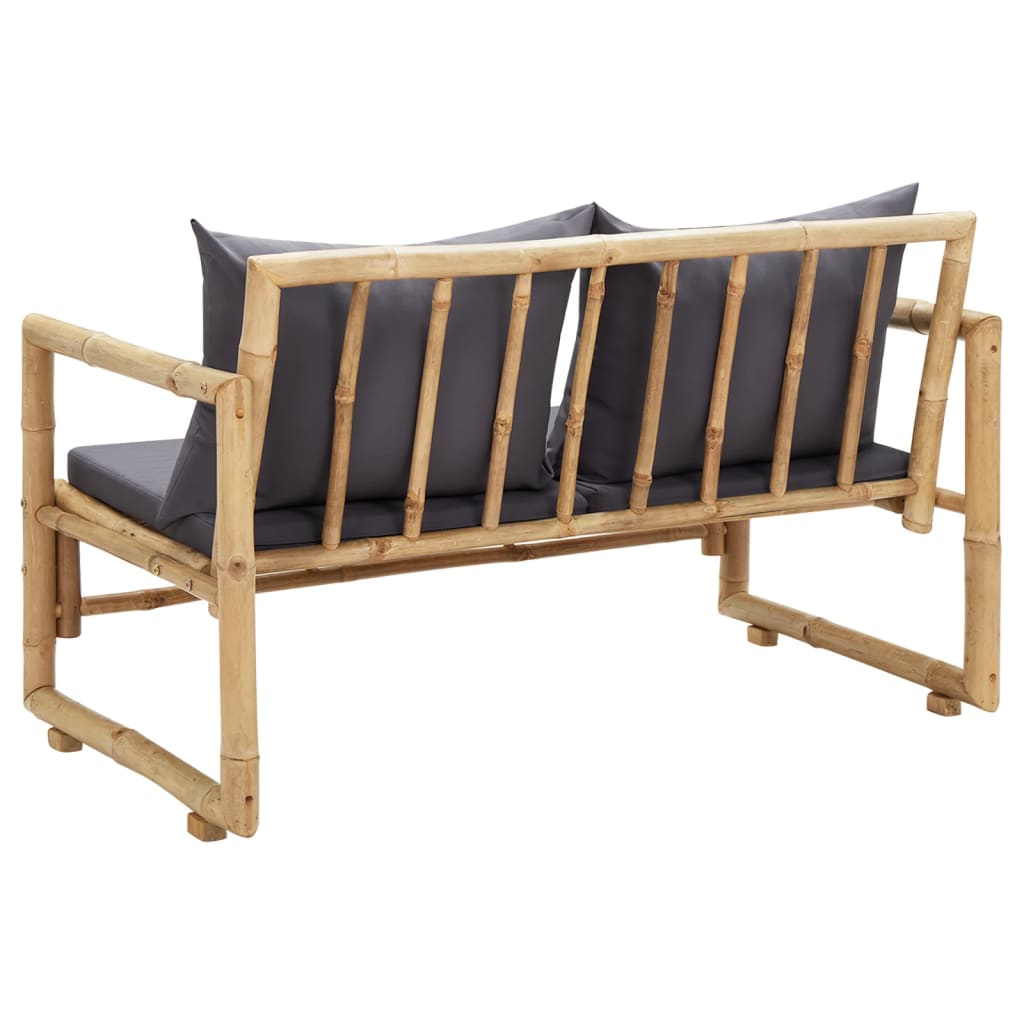 havebænk med hynder 115 cm bambus