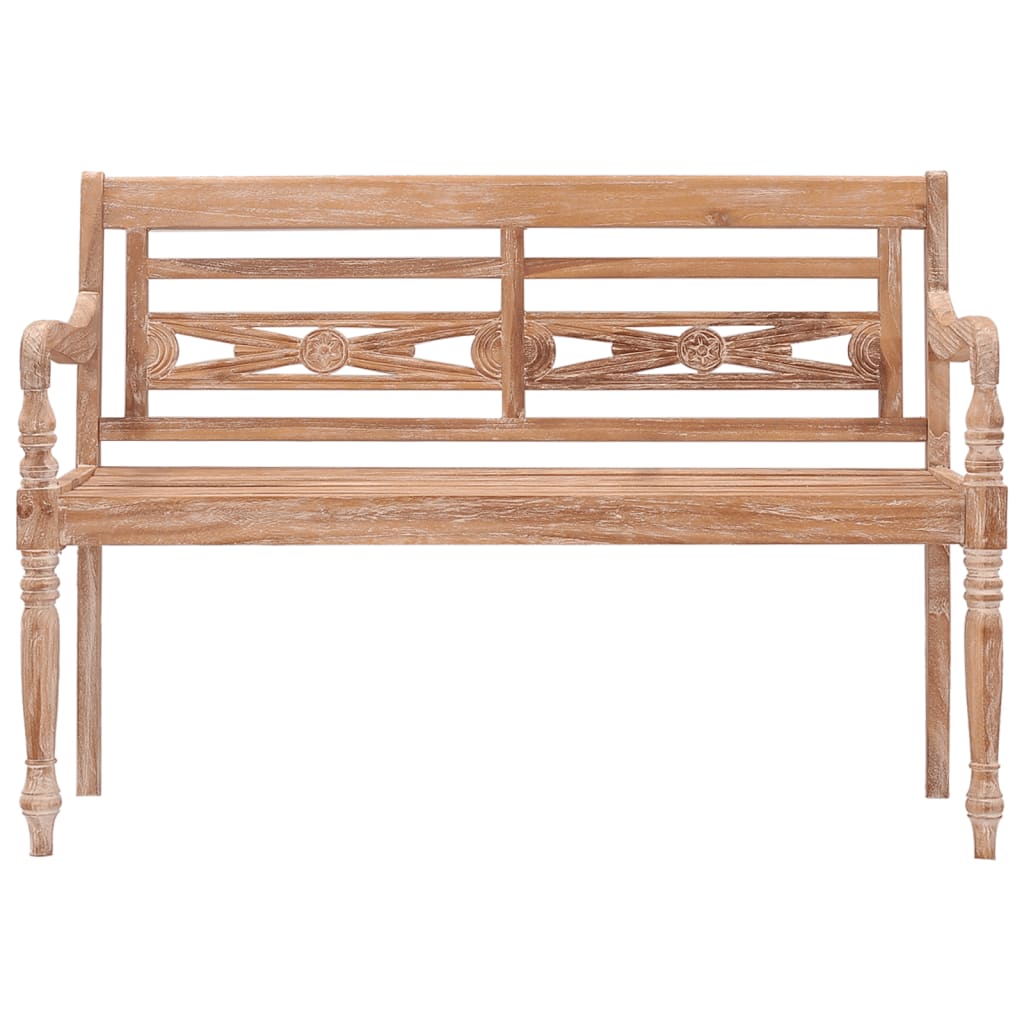 Batavia-bænk 120 cm massivt teaktræ hvidtet finish